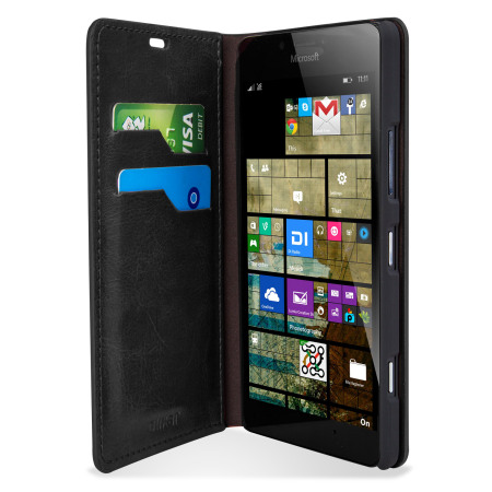 Olixar Leather-Style Microsoft Lumia 950 Wallet Case - Black