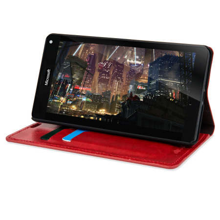 Funda Microsoft Lumia 950 XL Olixar Estilo Cuero Tipo Cartera - Roja