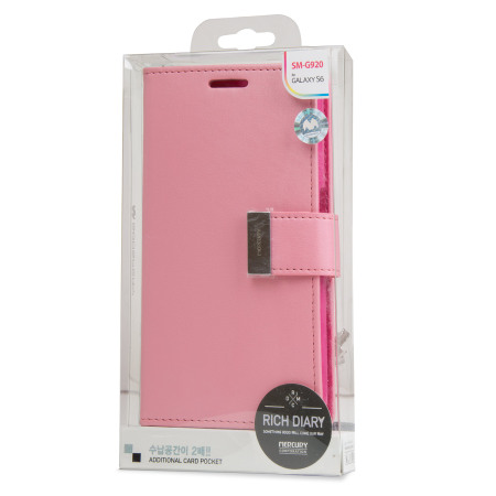 Mercury Rich Diary Samsung Galaxy S6 Premium Wallet Case - Pink