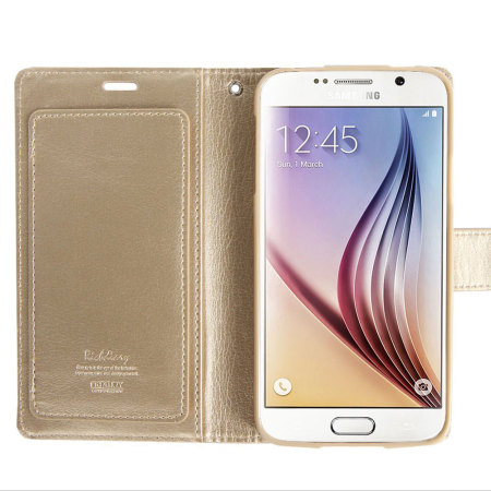 Mercury Rich Diary Samsung Galaxy S6 Premium Plånboksfodral - Guld
