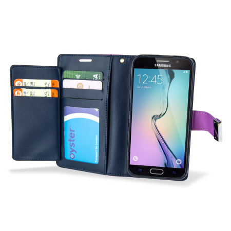 Mercury Rich Diary Samsung Galaxy S6 Premium Wallet Case - Paars