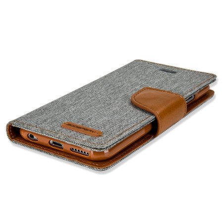 Mercury Canvas Diary iPhone 6S / 6 Wallet Case - Grijs/Kameel