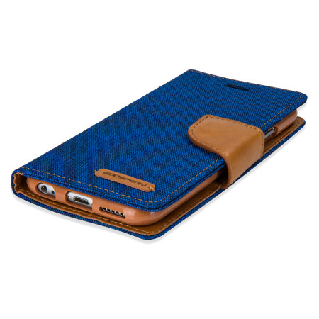 Mercury Canvas Diary iPhone 6S / 6 Wallet Case - Blue / Camel