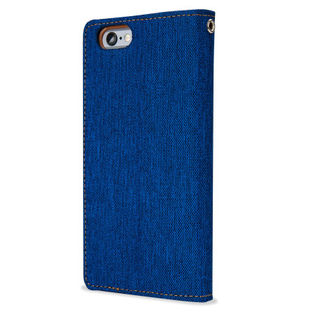 Mercury Canvas Diary iPhone 6S / 6 Wallet Case - Blauw/Kameel