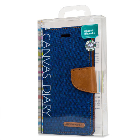Mercury Canvas Diary iPhone 6S / 6 Wallet Case - Blue / Camel