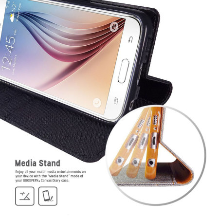 Mercury Canvas Diary Samsung Galaxy S6 Wallet Case - Zwart