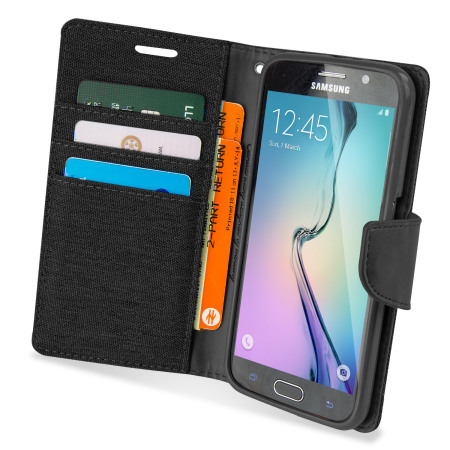 Mercury Canvas Diary Samsung Galaxy S6 Wallet Case - Zwart