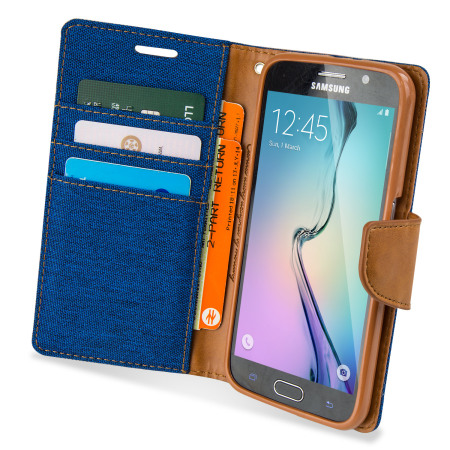 Mercury Canvas Diary Samsung S6 Wallet Case - Blue