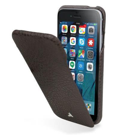 Vaja Ivo Top iPhone 6S / 6 Premium Leather Flip Case - Dark Brown