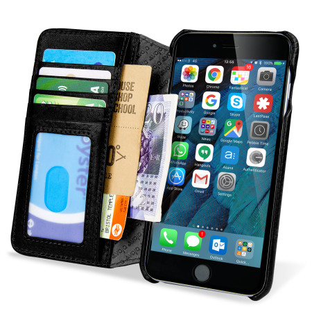 Funda iPhone 6s Plus Vaja Wallet Agenda de Piel - Negra