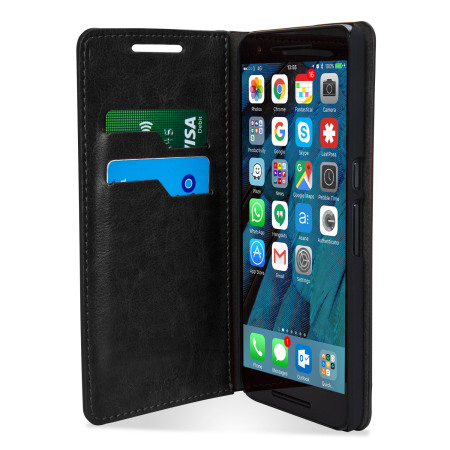 Olixar Leather-Style Nexus 6P Wallet Stand Case - Black