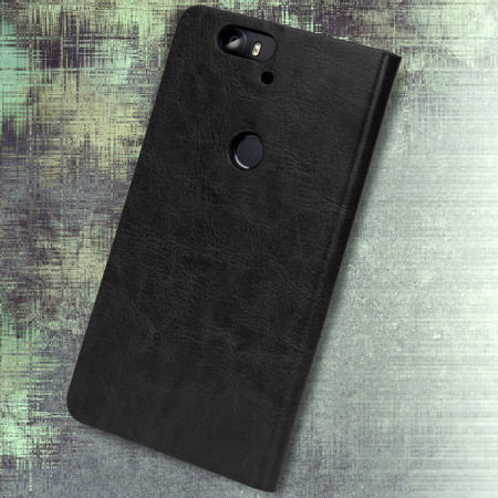 Olixar Leren-Style Nexus 6P Wallet Stand Case -Zwart