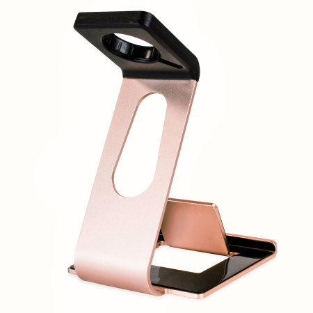 Aluminium Apple Watch 2 / 1 Stand with iPhone Holder - Rose Gold