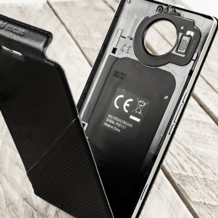 Mozo Microsoft Lumia 950 XL Genuine Leather Flip Cover - Black
