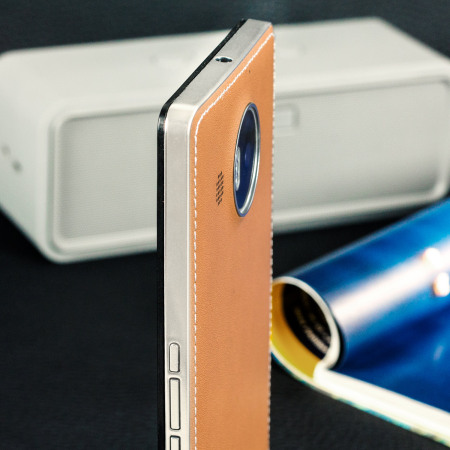 Cache Batterie Lumia 950 XL cuir Mozo Chargement sans fil - Marron