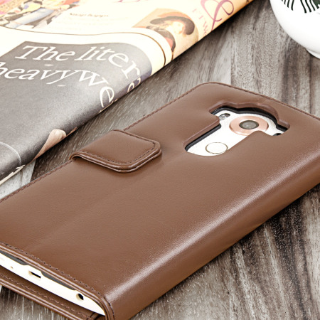 Olixar Genuine Leather LG V10  Wallet Case - Brown