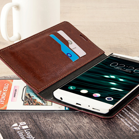 Olixar LG V10 Kunstledertasche Wallet Stand Case in Braun