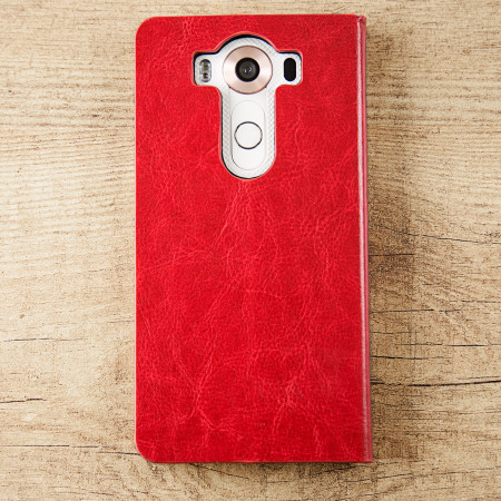 Olixar LG V10 Kunstledertasche Wallet Stand Case in Rot