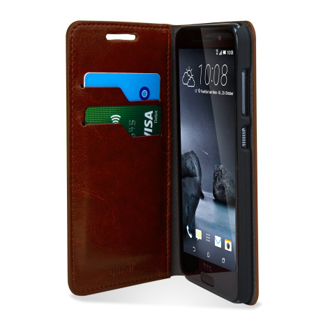 Olixar Leather-Style HTC One A9 Wallet Case Braun