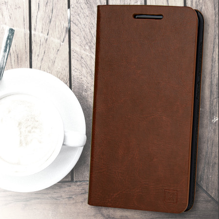 Olixar Leather-Style HTC One A9 Wallet Stand Case - Brown