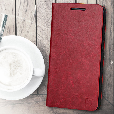Olixar Leather-Style HTC One A9 Wallet Stand Case - Red
