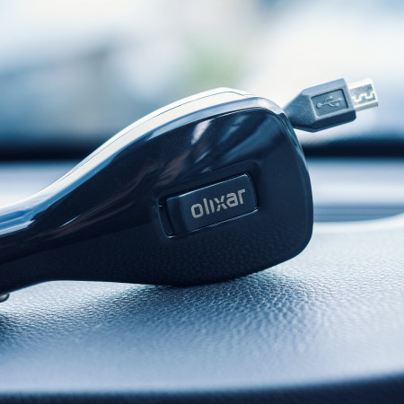 Olixar Retractable 3.4A Micro USB In-Car Charger with USB Port