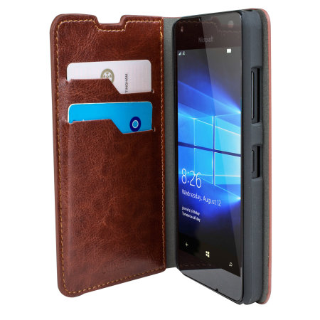 Olixar Kunstleder Wallet Case Microsoft Lumia 550 Tasche in Braun