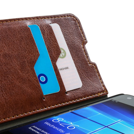 Olixar Kunstleder Wallet Case Microsoft Lumia 550 Tasche in Braun