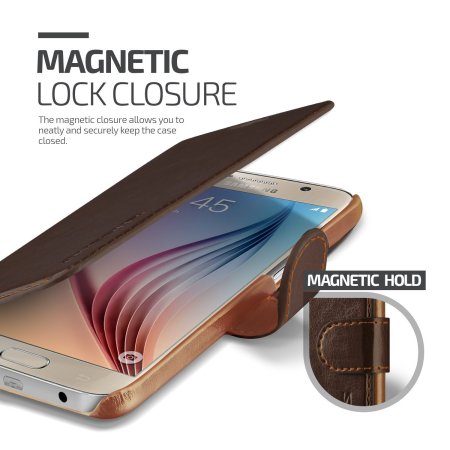 Verus Dandy Leather-Style Samsung Galaxy S6 Wallet Case - Brown