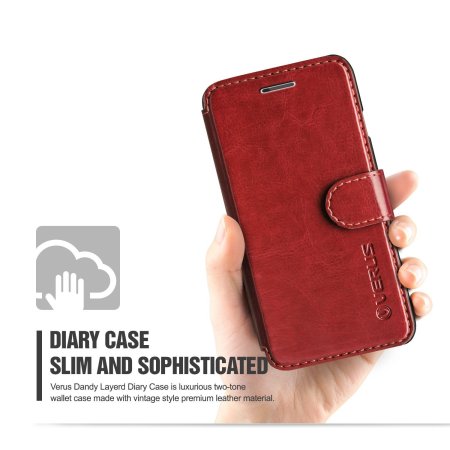 Verus Dandy Leather-Style iPhone 6S Plus/6 Plus Wallet Case - Red