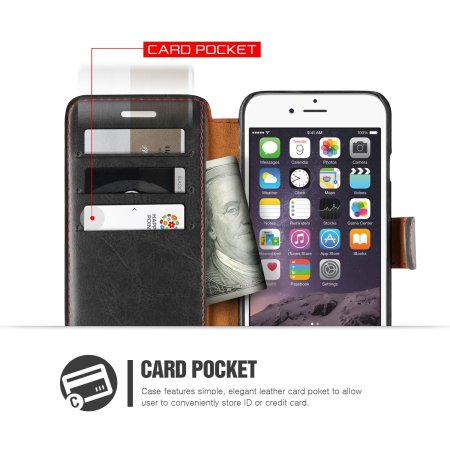 Verus Dandy Leather-Style iPhone 6/6S Plus Wallet Case - Zwart