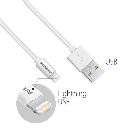 Avantree 2x MFi Lightning to USB Sync & Charge Short Cables - White
