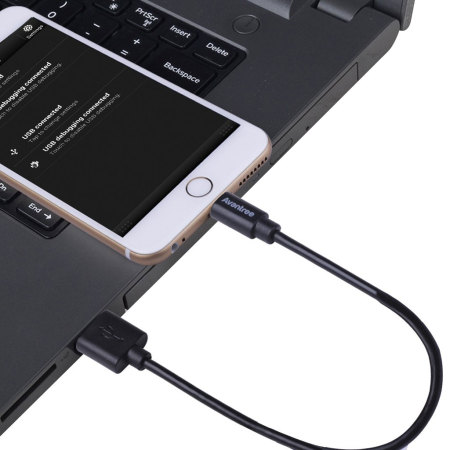 Avantree 2x MFi Lightning to USB Sync & Charge Short Cables - Black