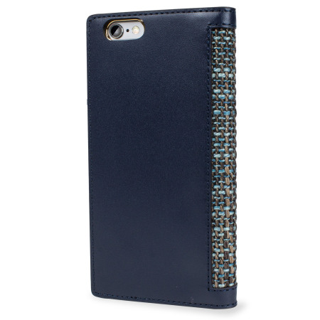 SLG Genuine Leather Fabric iPhone 6S Plus / 6 Plus Wallet Case - Navy