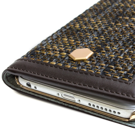 SLG Genuine Leather Fabric iPhone 6S Plus / 6 Plus Wallet Case - Brown