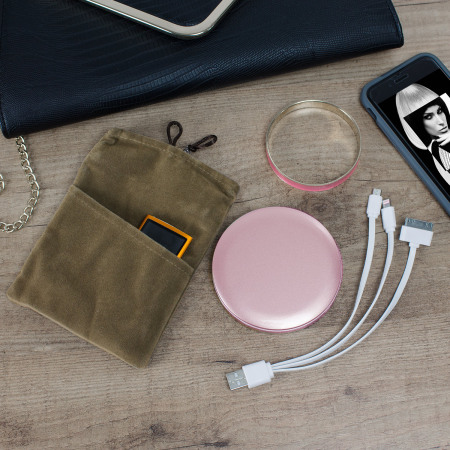 Hyper Pearl Compact Mirror Universal Power Bank - Rose Gold