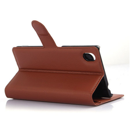 Olixar Leather-Style Sony Xperia M4 Aqua Wallet Case - Brown