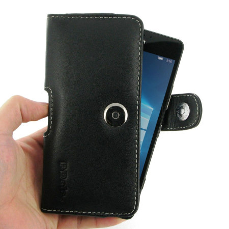 PDair Horizontal Leather Pouch für Lumia 950 in Schwarz