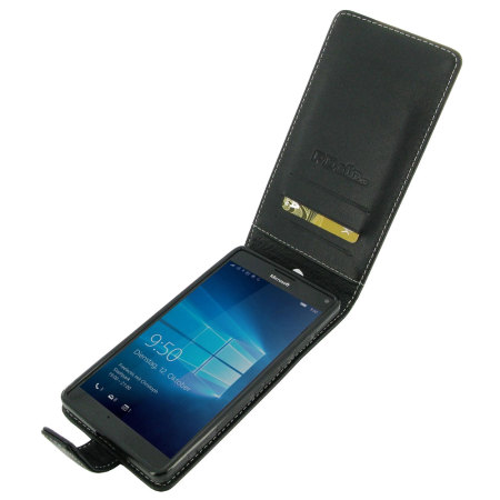 Housse Cuir Lumia 950 XL PDair Deluxe Flip - Noire