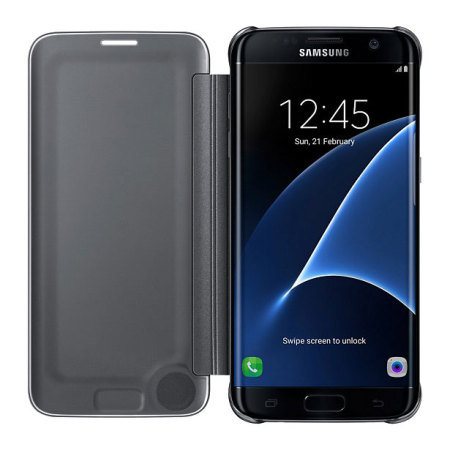 Official Samsung Galaxy S7 Edge Clear View Cover Suojakotelo - Musta