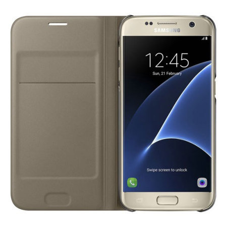 Funda Samsung Galaxy S7 Oficial Flip Wallet - Dorada
