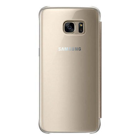 Original Samsung Galaxy S7 Edge Clear View Cover Tasche in Gold
