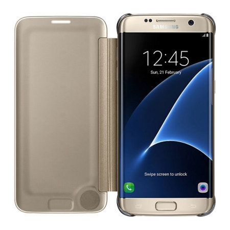 Officiële Samsung Galaxy S7 Edge Clear View Cover - Goud