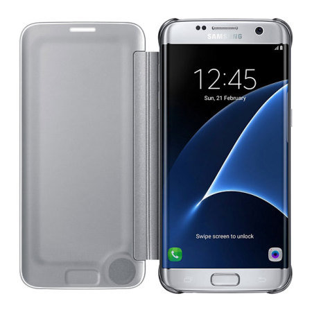 Clear View Cover Officielle Samsung Galaxy S7 Edge – Argent