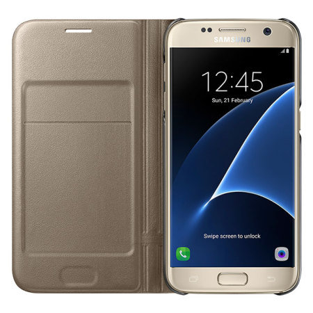 Funda Samsung Galaxy S7 Oficial LED Flip Wallet - Dorada