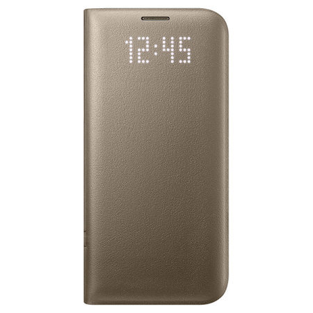 Original Samsung Galaxy S7 Edge LED Flip Wallet Cover Tasche in Gold