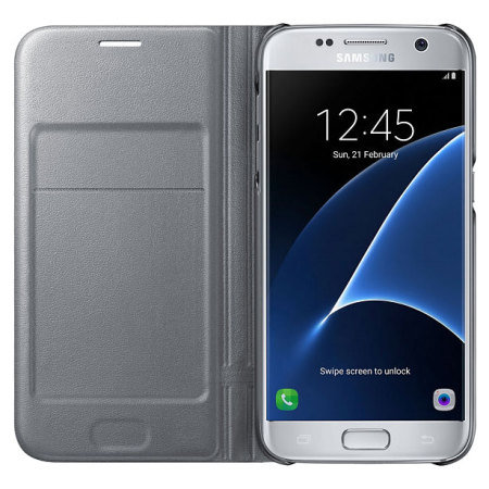 Original Samsung Galaxy S7 LED Flip Wallet Cover Tasche in Silber