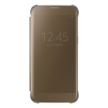 Official Samsung Galaxy S7 Clear View Cover Suojakotelo - Kulta
