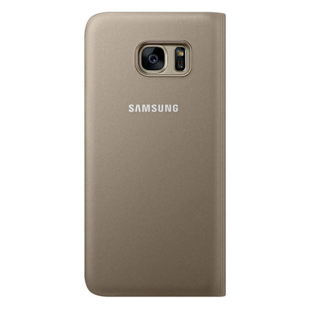 Original Samsung Galaxy S7 Edge Tasche S View Cover in Gold