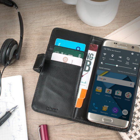 Olixar echt leren Wallet Case voor Samsung Galaxy S7 Edge - Zwart